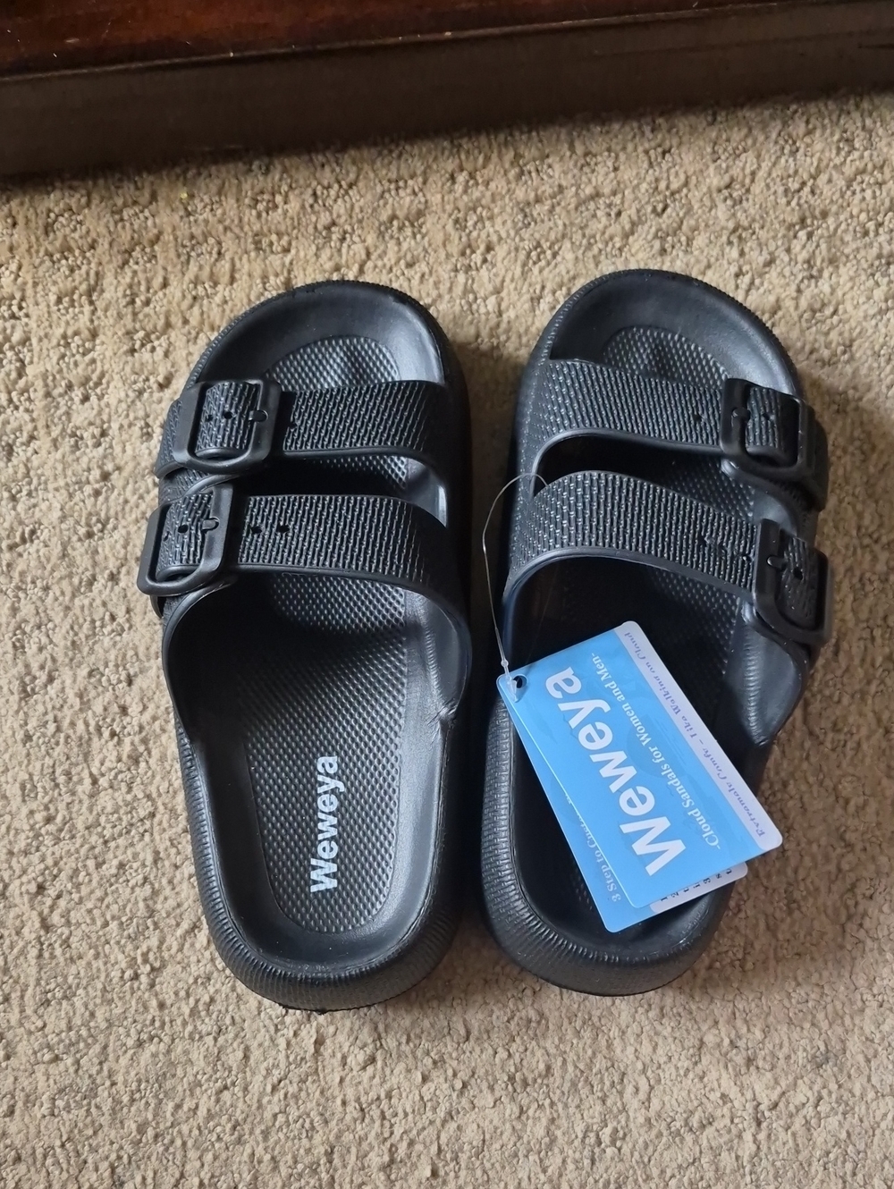 Women's Black Dual-Strap Slide Sandals